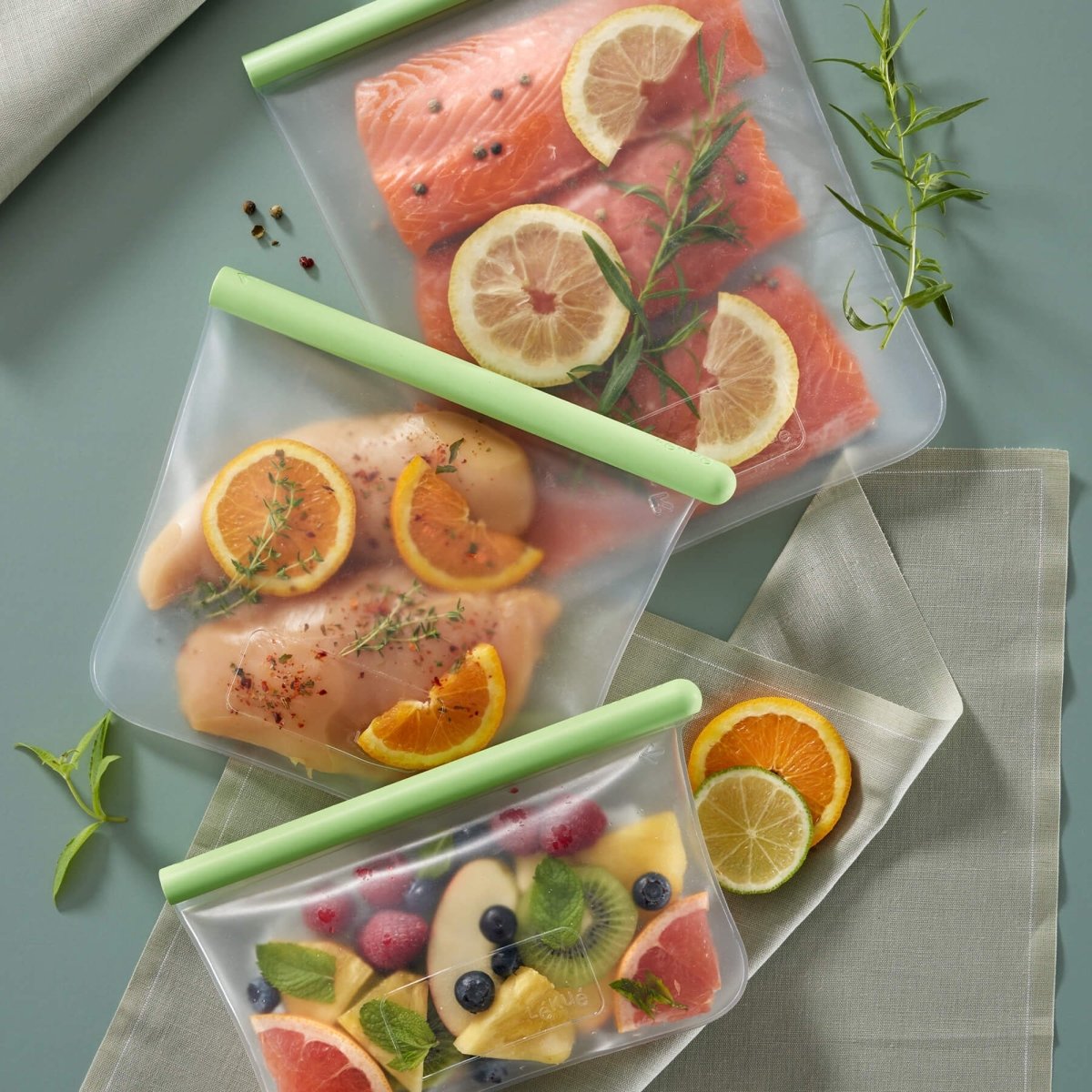 3 Bolsas Reutilizables Planas Silicona Platino Lékué - shop_name