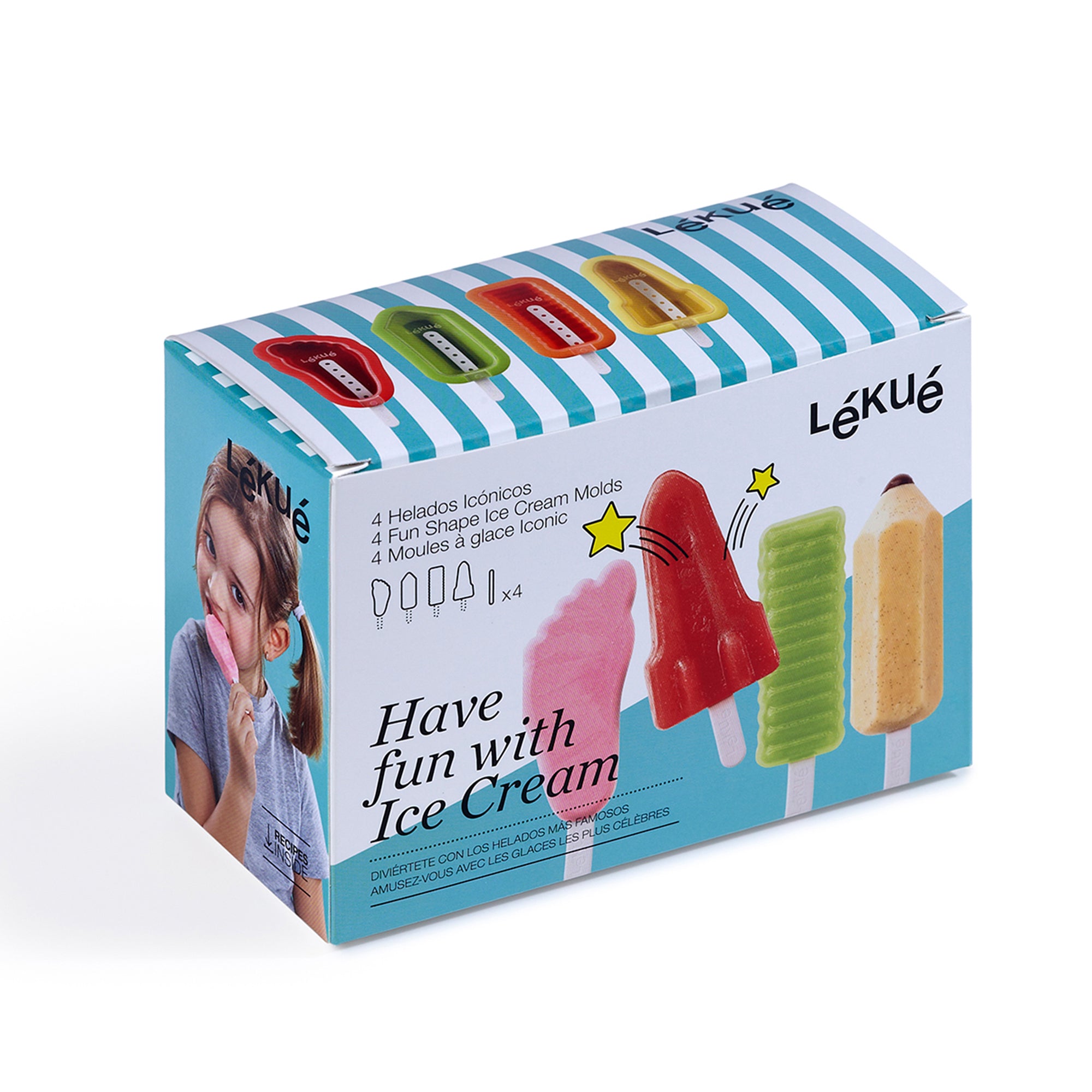 4 Moldes Varios Modelos Paletas de Hielo Lékué