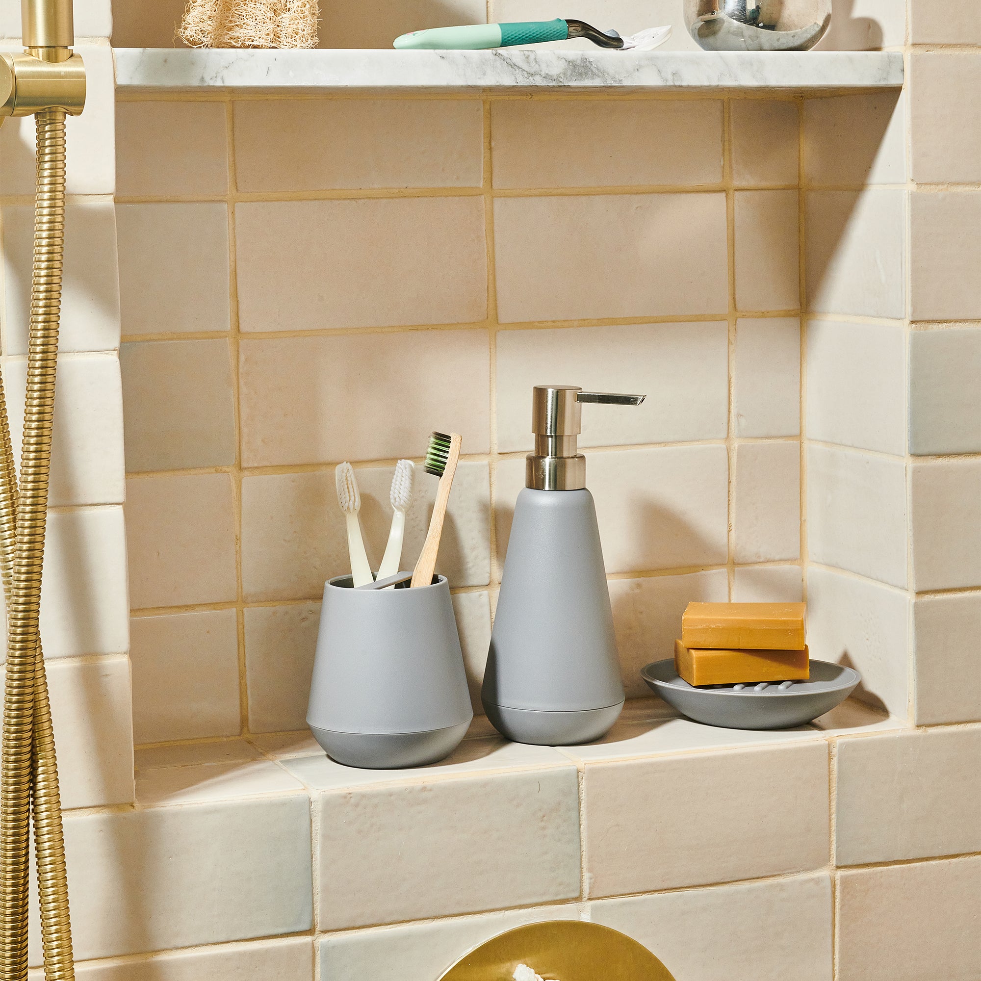 Dispensador para Baño Policarbonato Belize Gris Sttelli