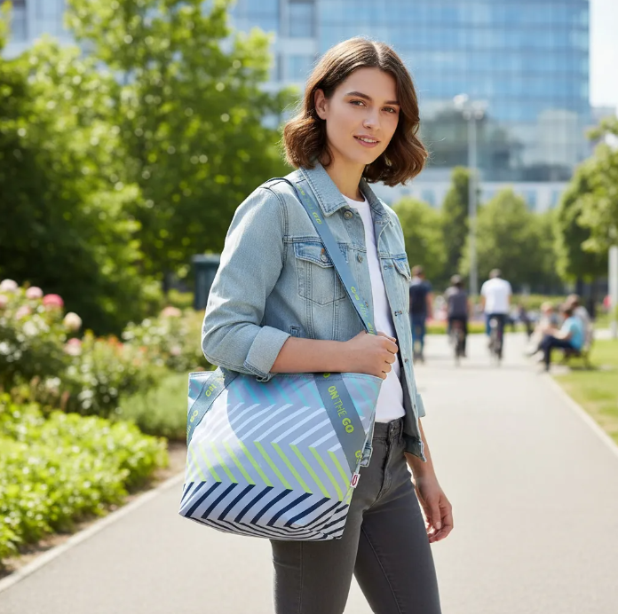 Lonchera Tote 3.7 Lt  On The Go Rayas Azules IRIS Barcelona