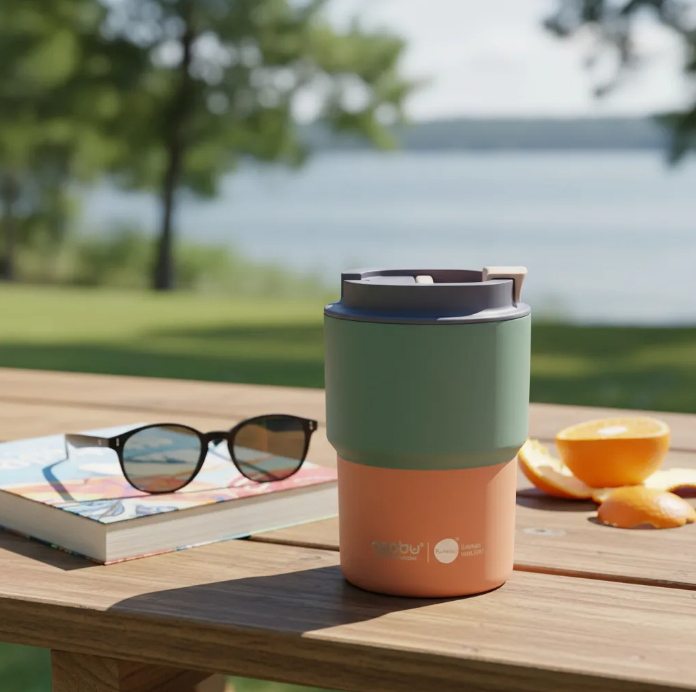 Termo de Acero Inoxidable Coffe Express Verde Pastel 355ml Asobu