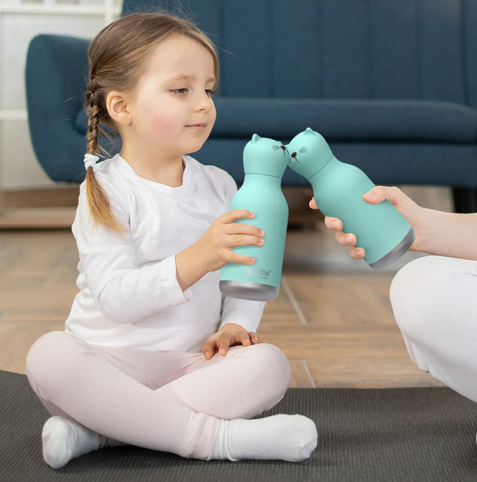 Botella para Agua de Acero Inoxidable Gato Beastie 460ml Asobu