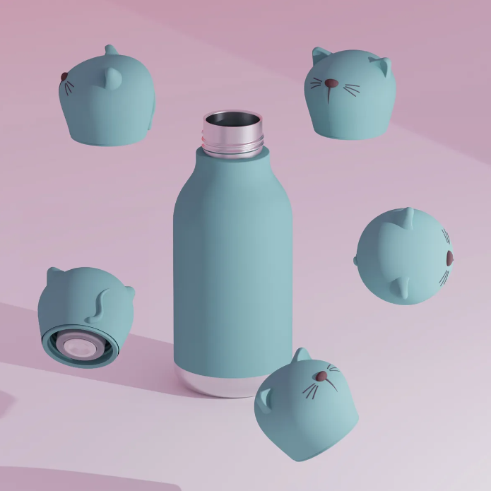Botella para Agua de Acero Inoxidable Gato Beastie 460ml Asobu