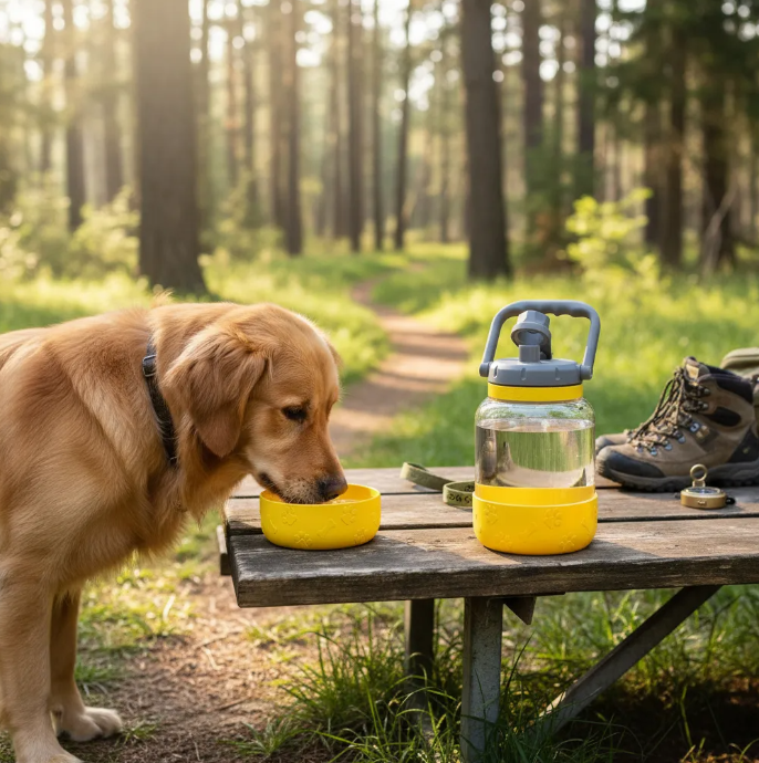 Botella Deportiva 2 En 1 Con Cuenco Para Mascotas Asobu