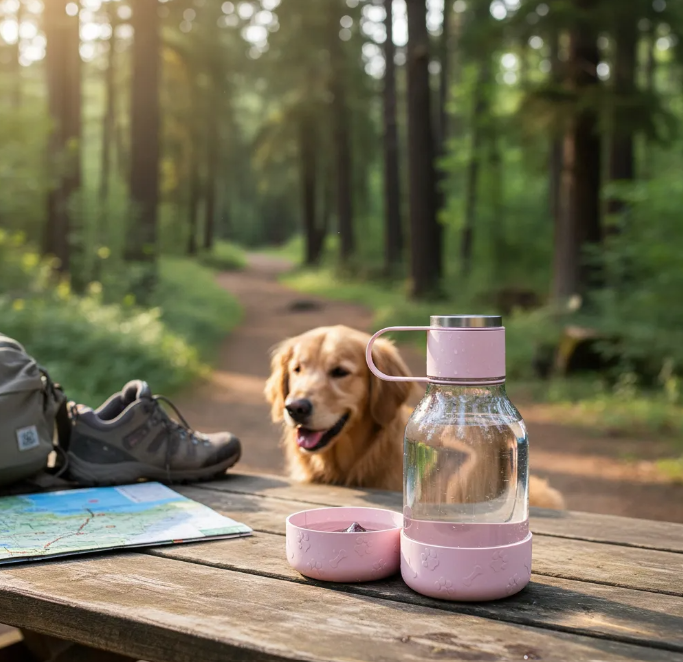 Botella de Agua y Cuenco para Mascotas Rosa 1.5 L Twb20 Asobu