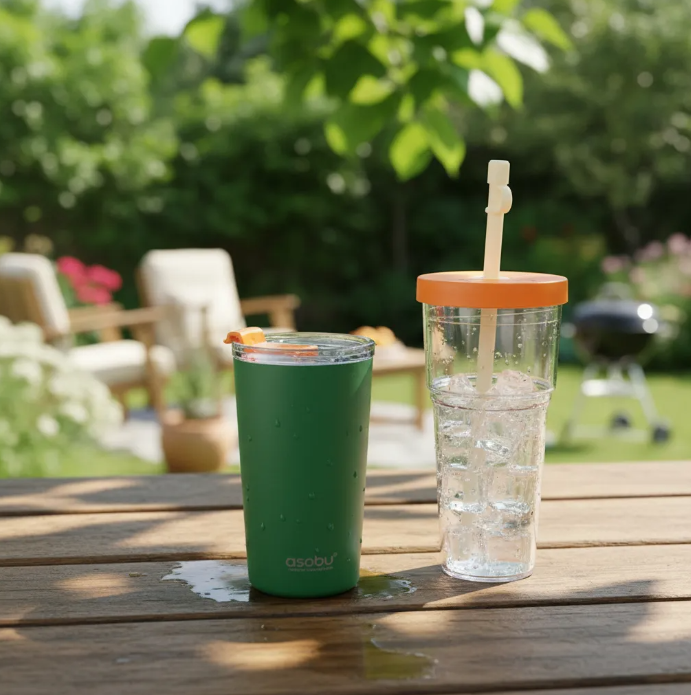 Vaso Termo 2 en 1 Acero Inoxidable Marina Verde Pastel 845ml/520ml Asobu