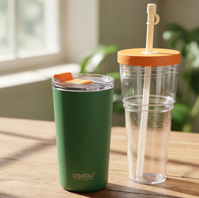 Vaso Termo 2 en 1 Acero Inoxidable Marina Verde Pastel 845ml/520ml Asobu