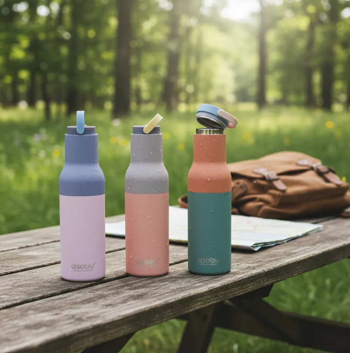 Botella para Agua de Acero Inoxidable Doble Pared Metro Verde Pastel 650ml Asobu