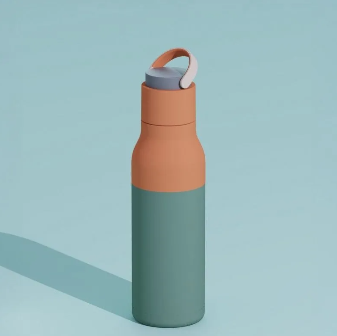 Botella para Agua de Acero Inoxidable Doble Pared Metro Verde Pastel 650ml Asobu