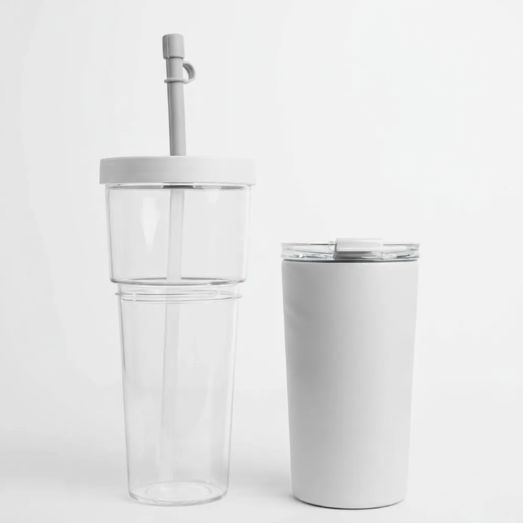 Vaso Termo 2 en 1 Acero Inoxidable Marina Blanco 845ml/520ml Asobu