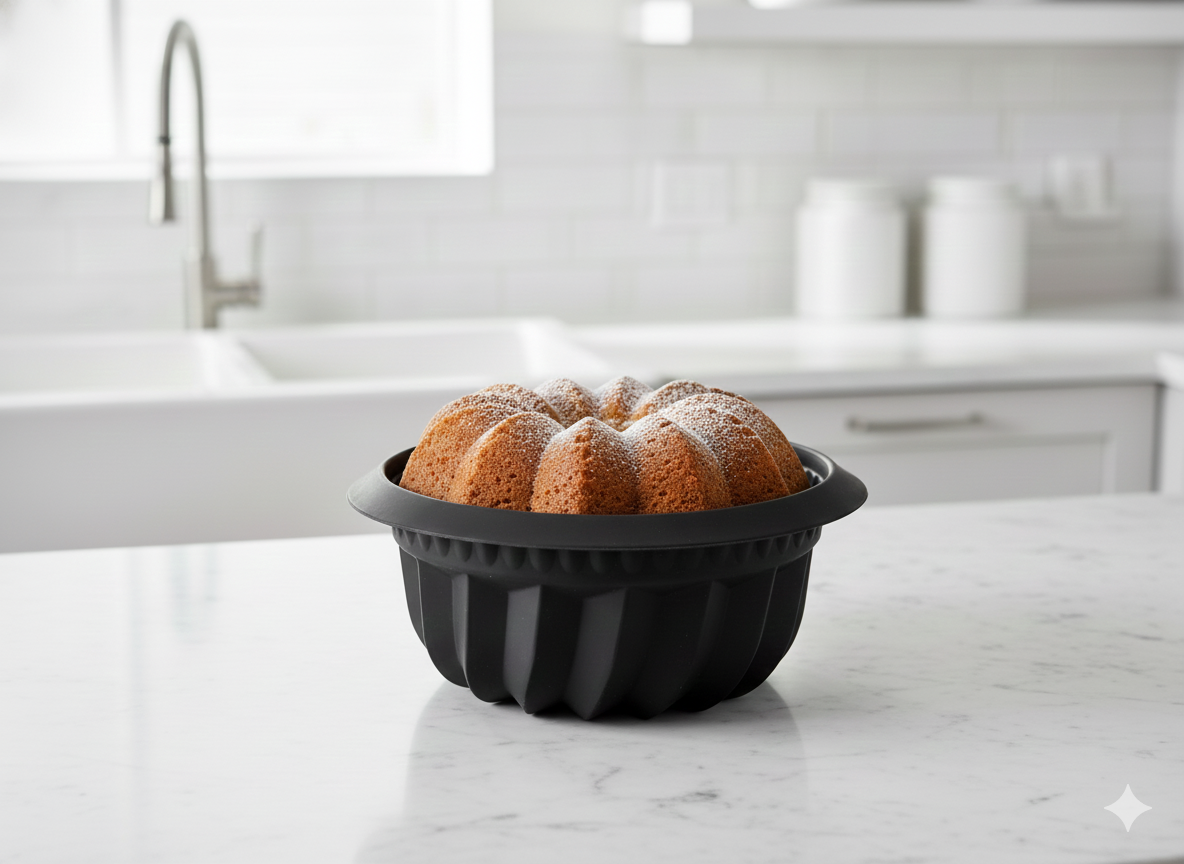 Molde Savarín de Silicona Negro 22 cm con Profundidad Lékué