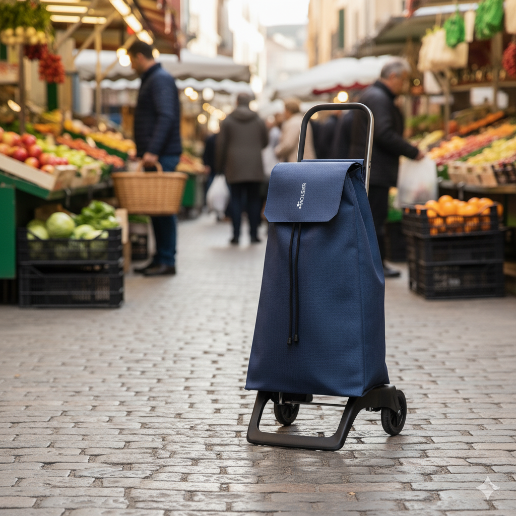 Carrito de Compras Azul Sube Escaleras 6 Ruedas Rolser