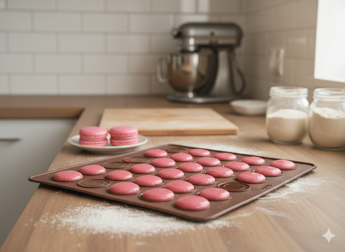 Tapete para Macarons de Silicona Platino de Lékué.