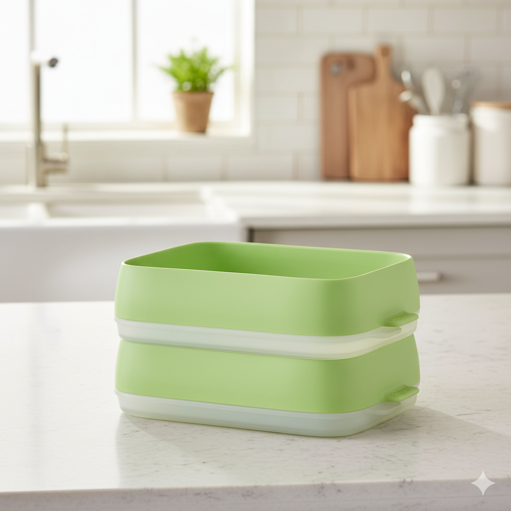 2 Bandejas Reutilizables Selladoras de Silicona Platino y Policarbonato Lékué