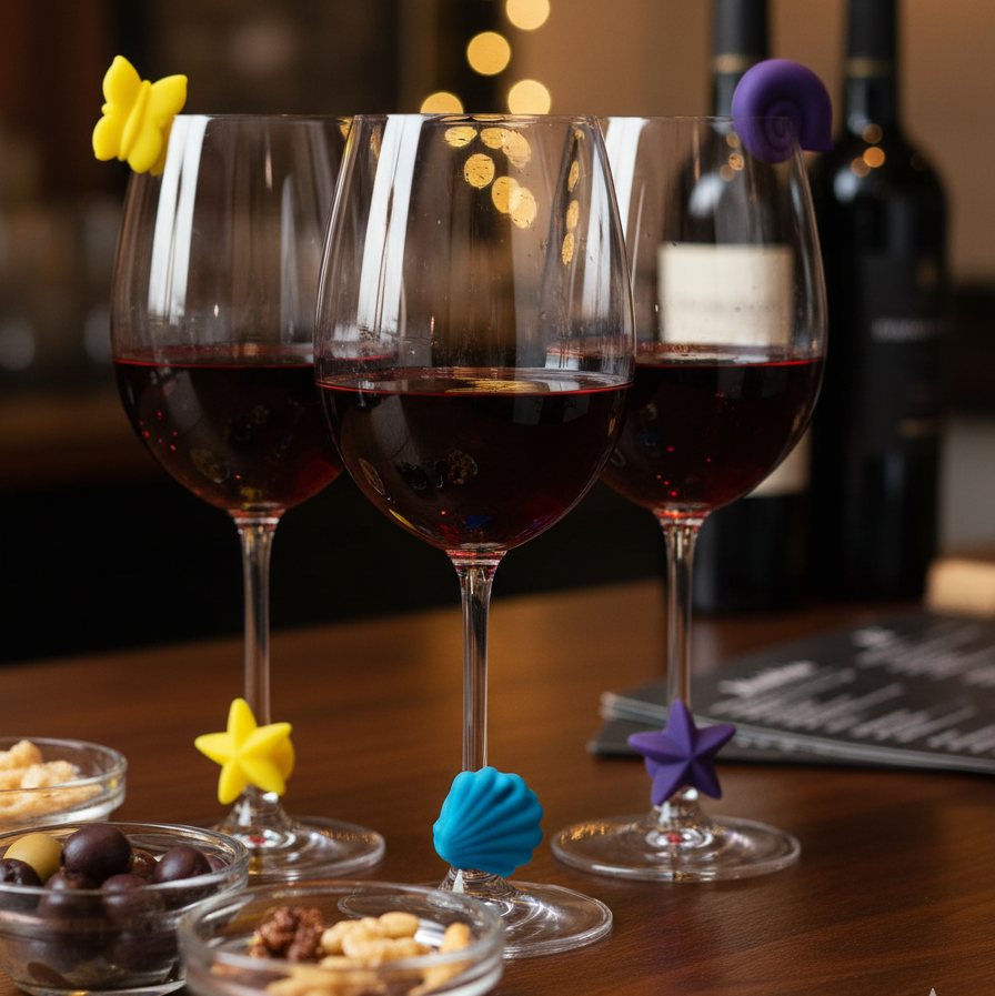 8 Marcacopas con Clip Naturaleza Diferentes Colores Vin Bouquet