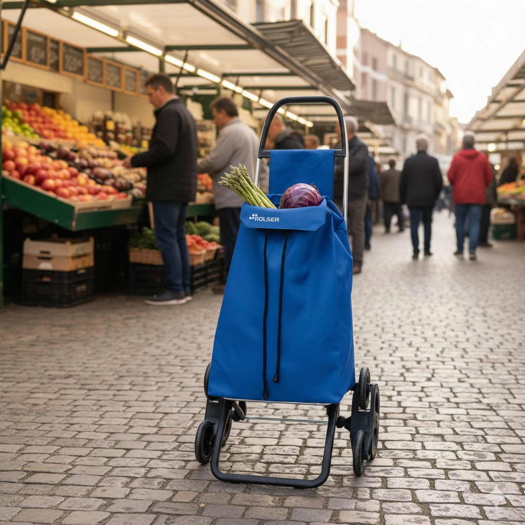 Carrito de Compras Azul Sube Escaleras 6 Ruedas Rolser