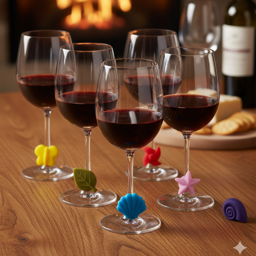 8 Marcacopas con Clip Naturaleza Diferentes Colores Vin Bouquet