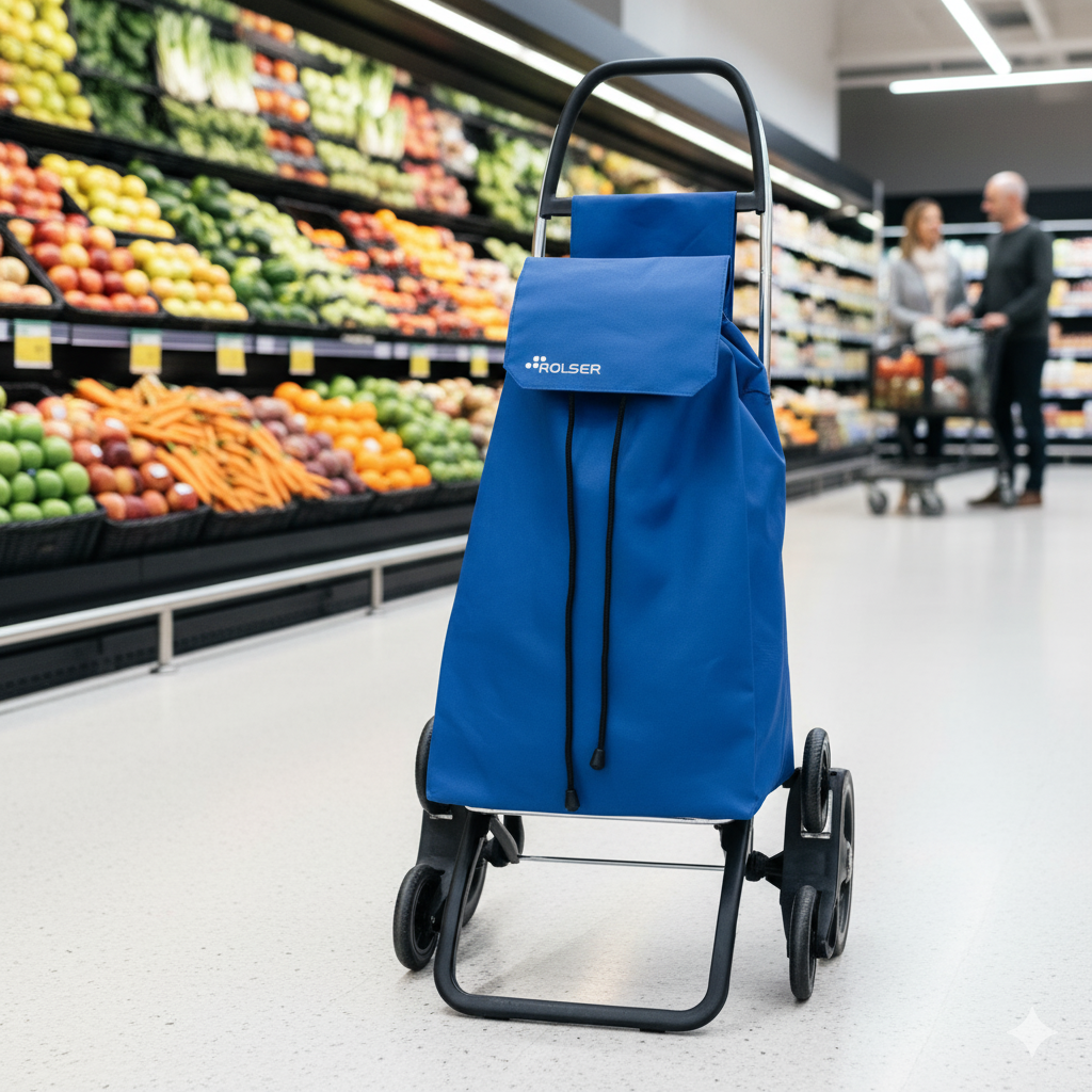 Carrito de Compras Azul Sube Escaleras 6 Ruedas Rolser