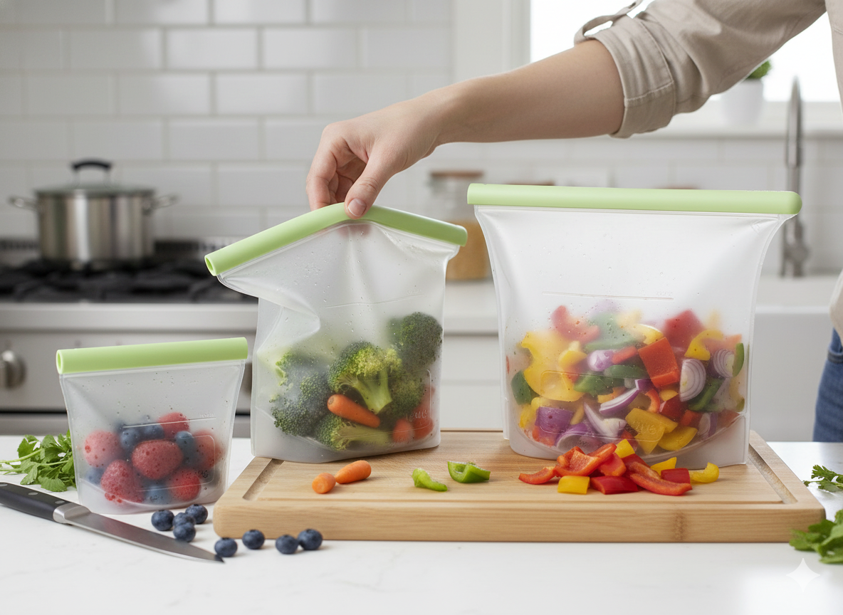 3 Bolsas Reutilizables Silicona Platino Lékué