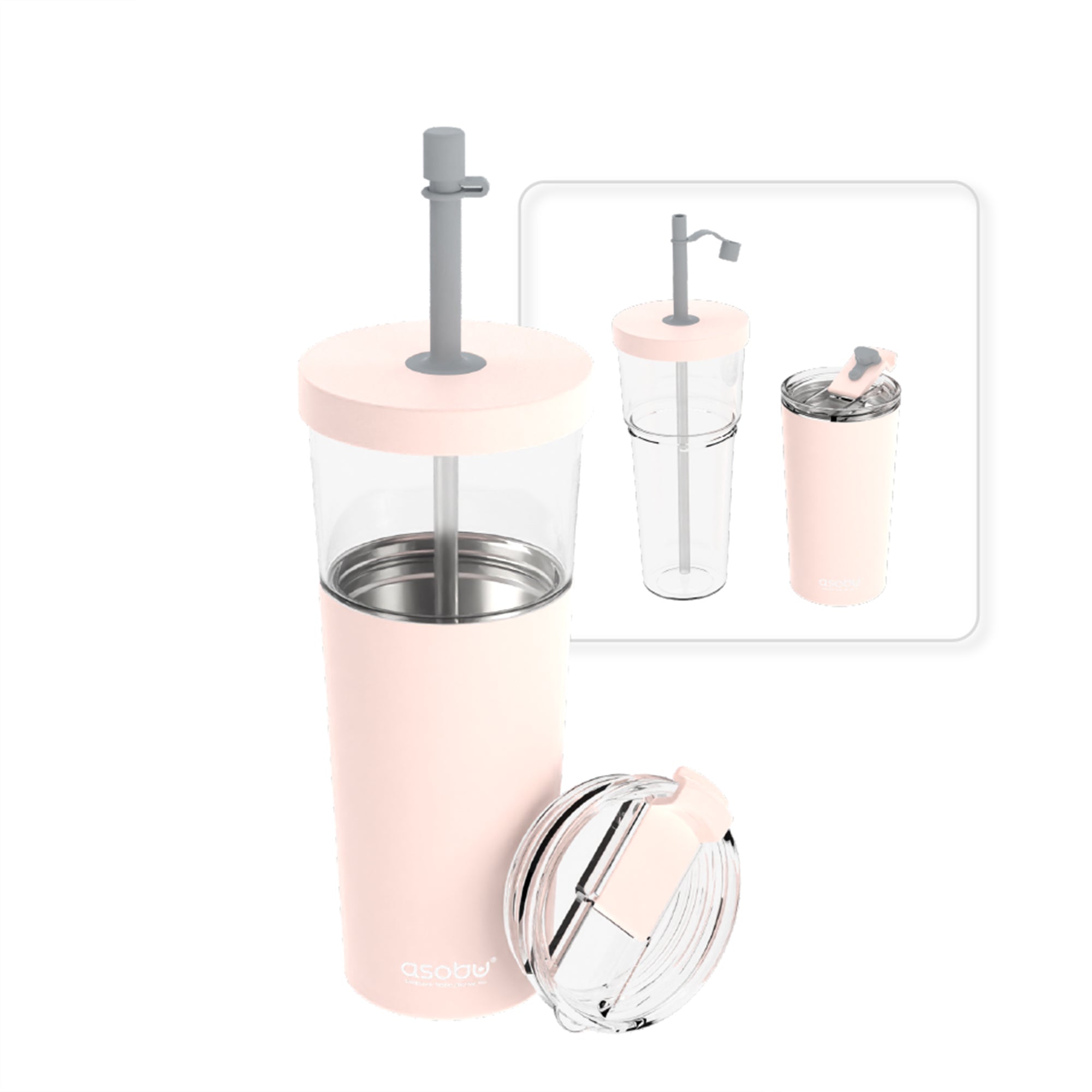 Vaso Termo 2 en 1 Acero Inoxidable Marina Rosa 845ml/520ml Asobu