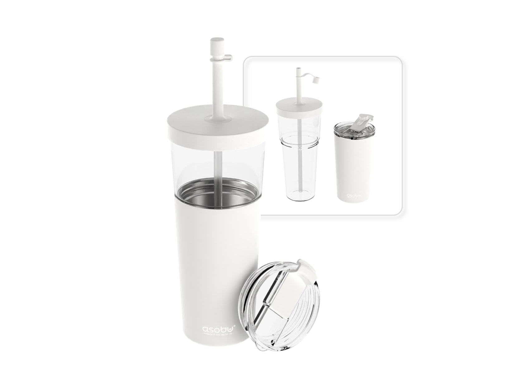 Vaso Termo 2 en 1 Acero Inoxidable Marina Blanco 845ml/520ml Asobu