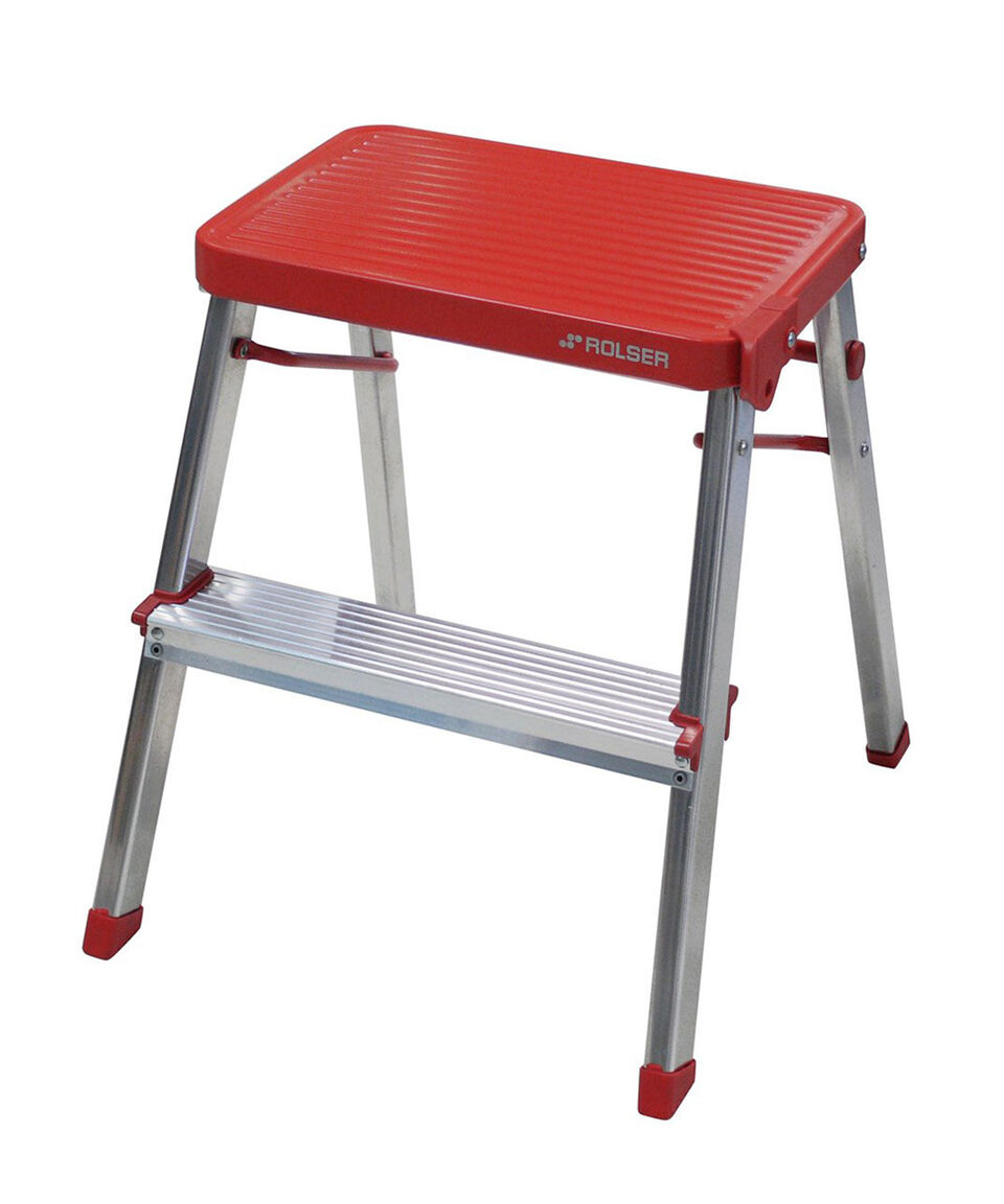Mini Escalera 2 Peldaños Aluminio Roja Rolser