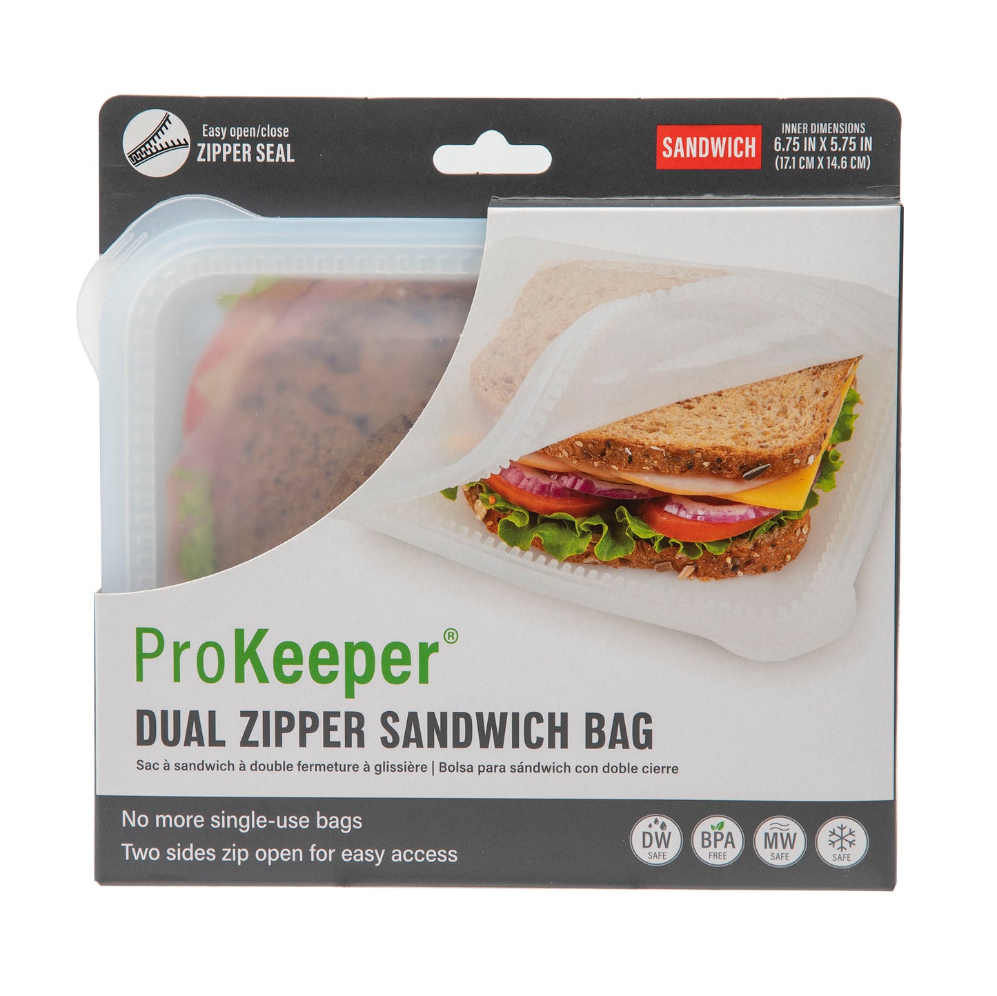 Bolsa de Silicon Para Sandwich Prokeeper 710 ml Blanca de Progressive