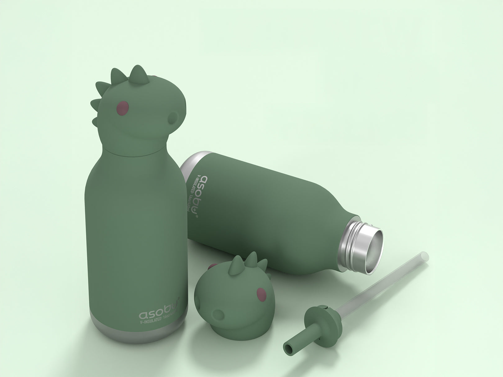 Botella para Agua de Acero Inoxidable Dinosaurio Beastie 460ml Asobu