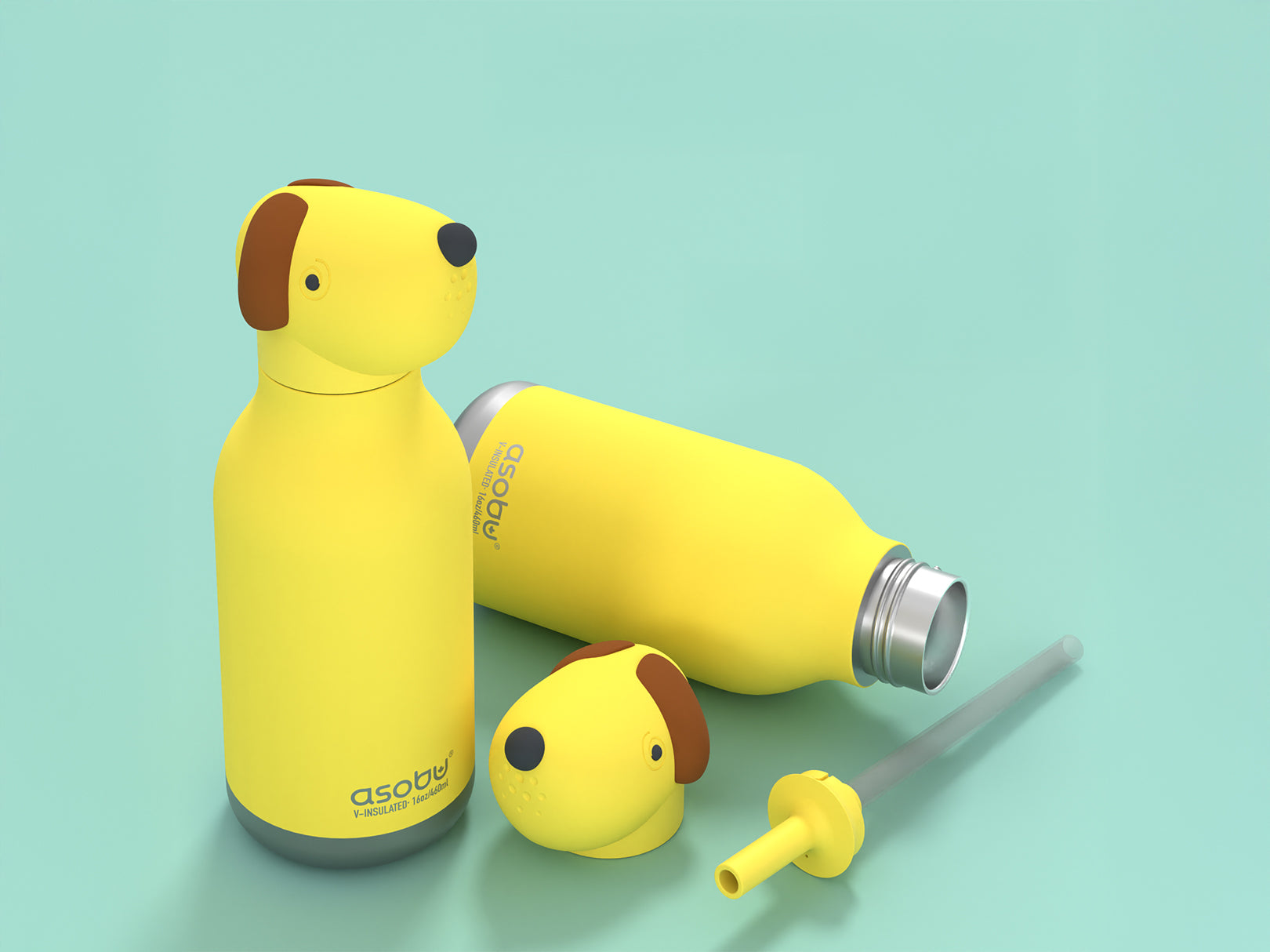 Botella para Agua de Acero Inoxidable Perro Beastie 460ml Asobu