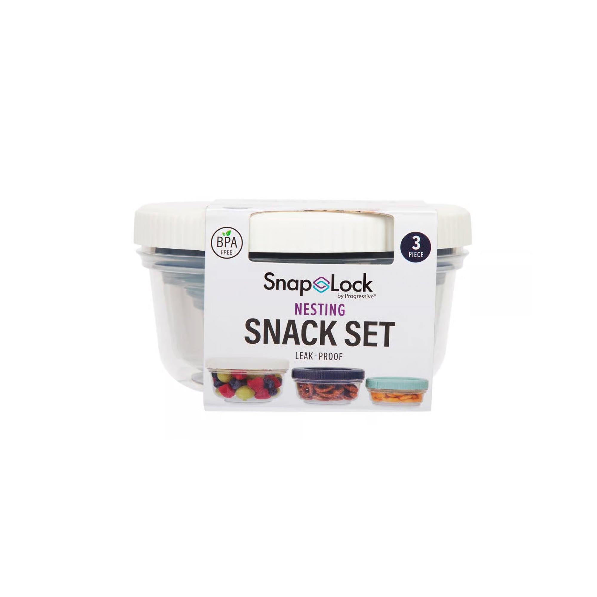 3 Contenedores Apilables para Comida Tapa Morada, Celeste y Verde Progressive