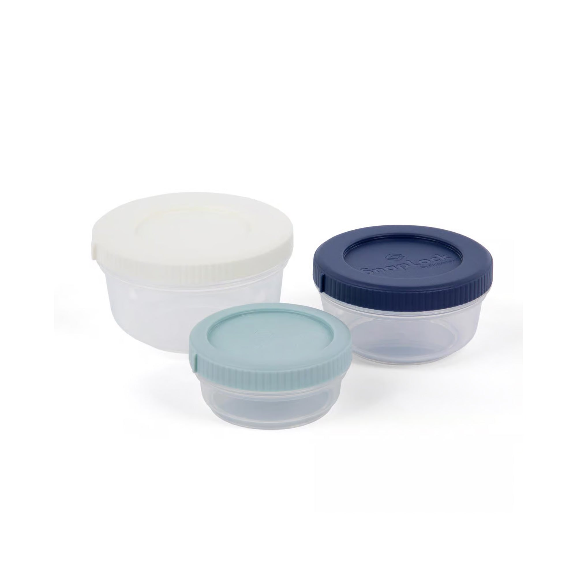 3 Contenedores Apilables para Comida Tapa Morada, Celeste y Verde Progressive