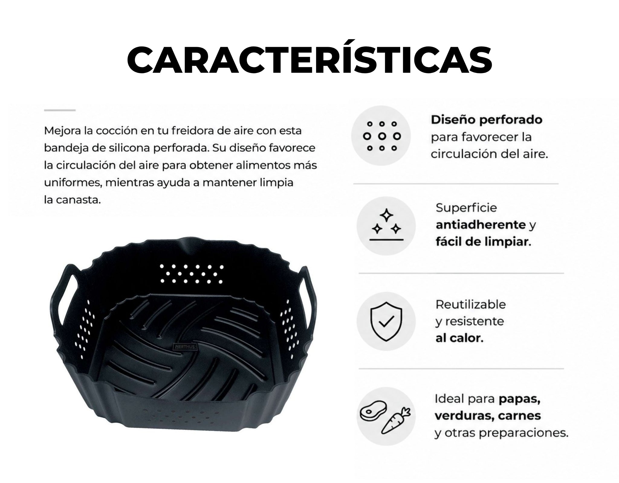 Bandeja de Silicona Perforada para Freidora de Aire – Nerthus