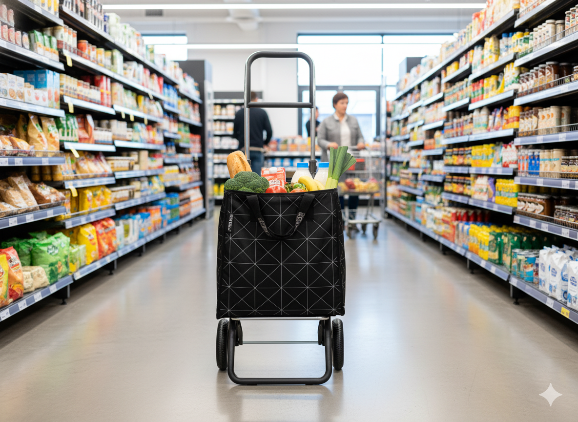 Carrito Plegable de Compras ROLSER con Bolsa Negra de 26 Litros - shop_name