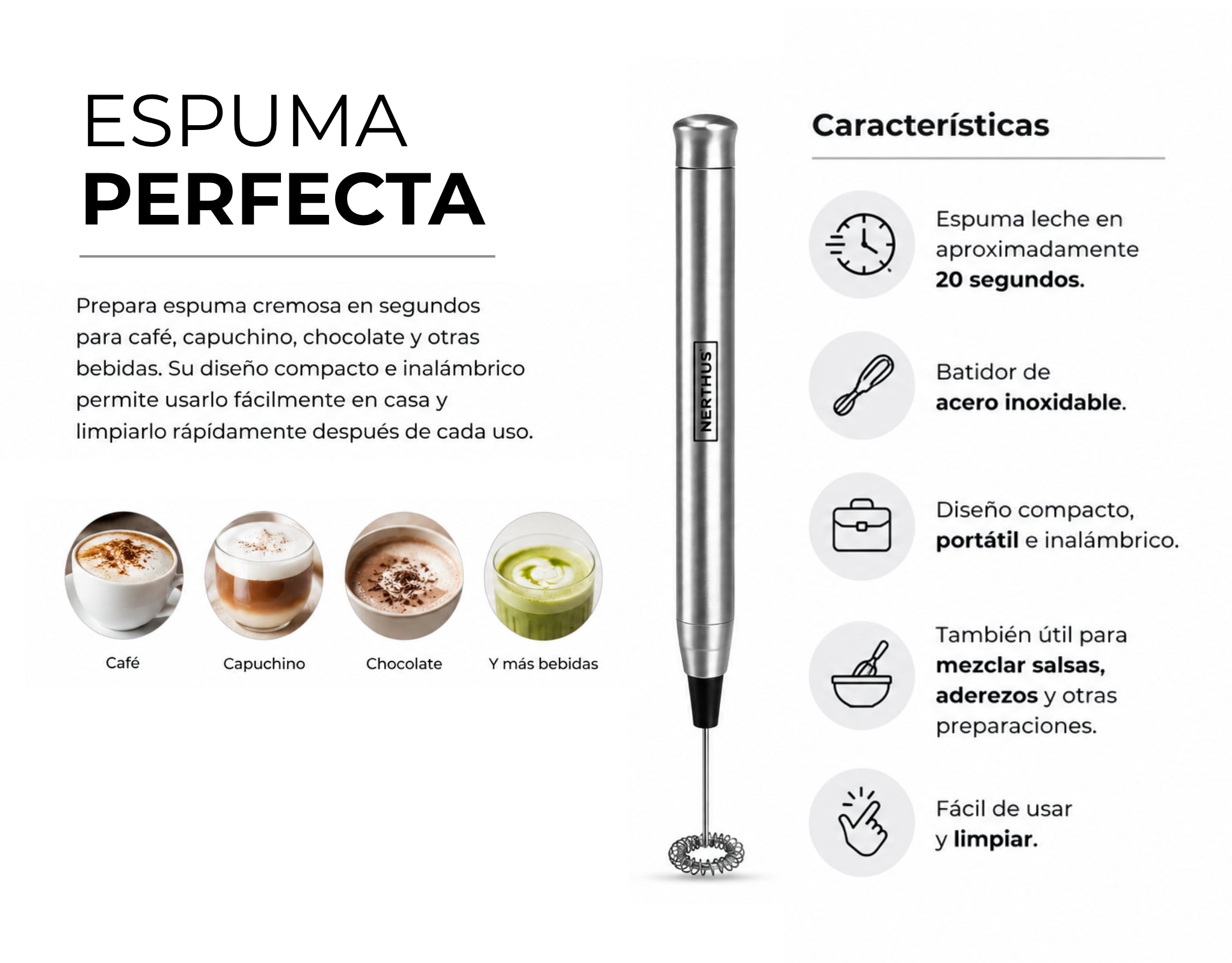 Espumador Eléctrico de Leche Portátil – Nerthus