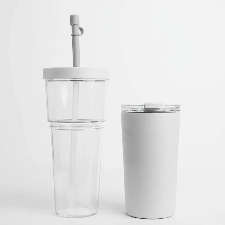Vaso Termo 2 en 1 Acero Inoxidable Marina Blanco 845ml/520ml Asobu - shop_name