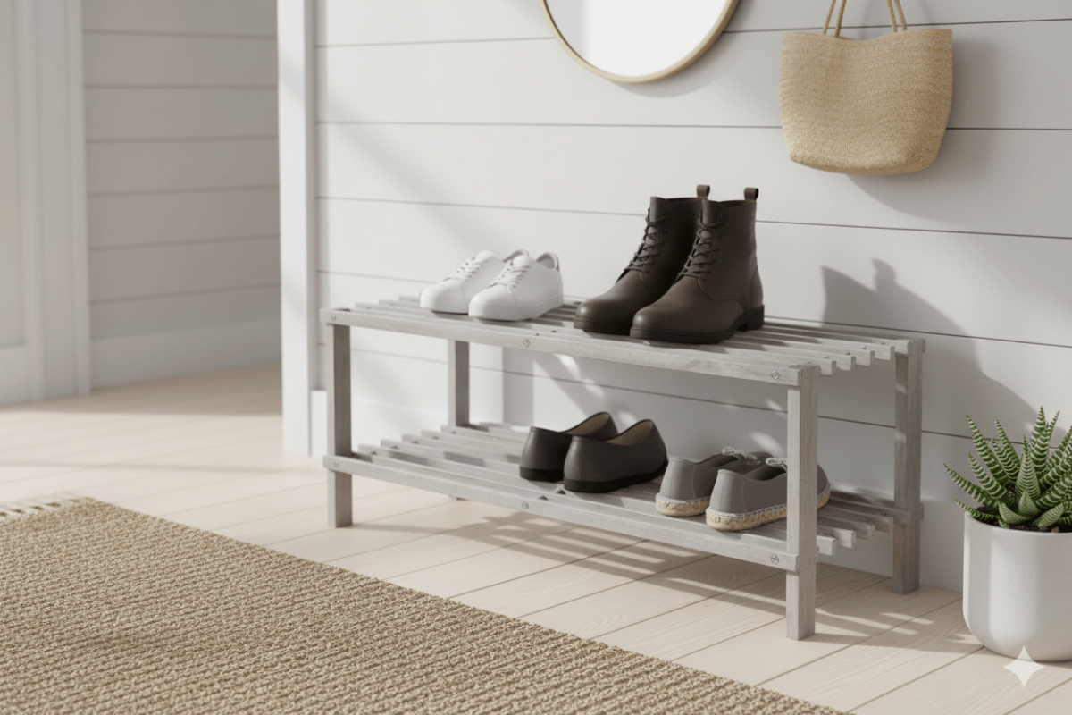 Zapatera 2 Niveles Madera Gris Honey Can Do - shop_name