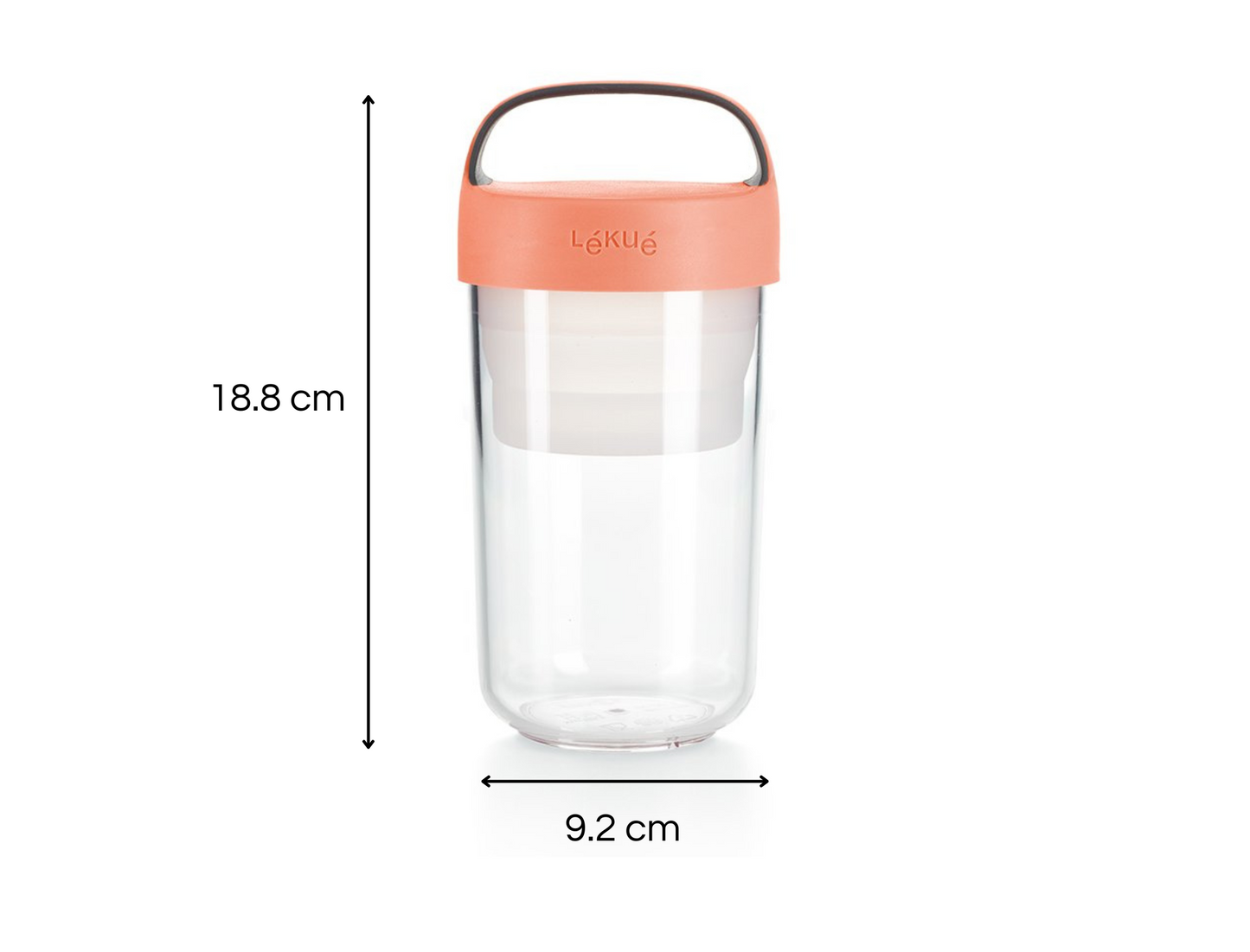 Jar to go! 600 ml Bote Coral para Frutas de Lékué