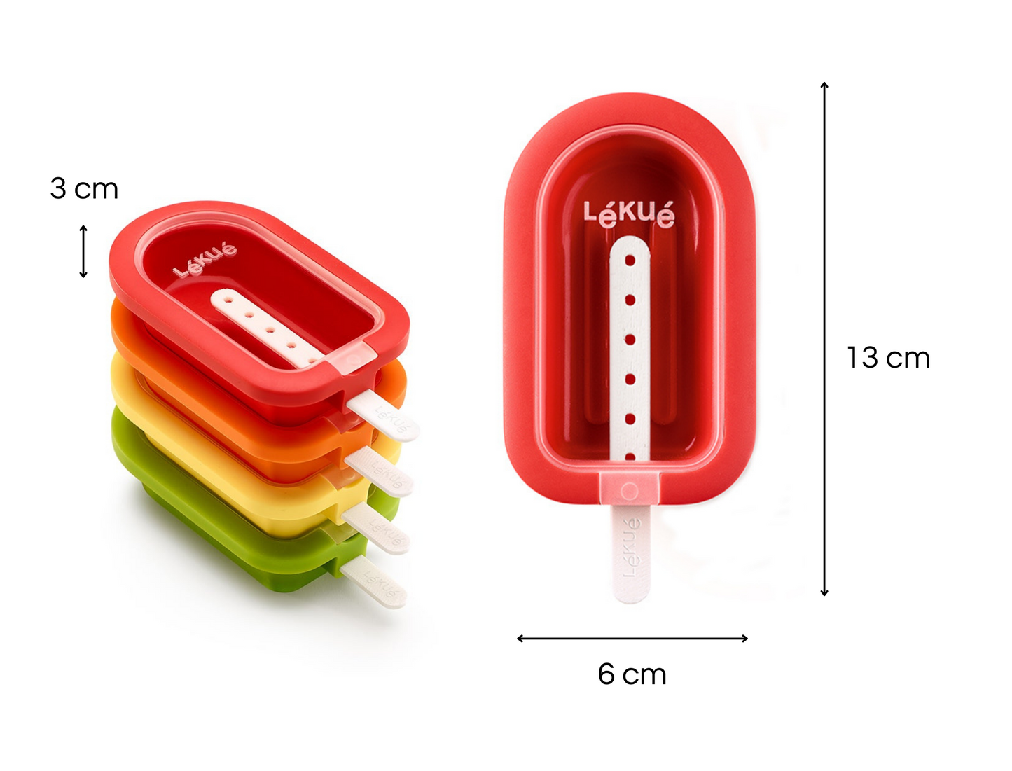 Moldes clásicos para hacer 4 paletas de hielo de Lékué