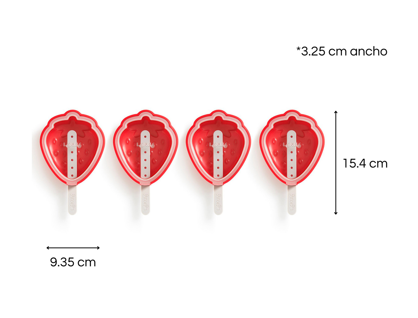 4 Moldes para hacer paletas de hielo Fresa de Lékue