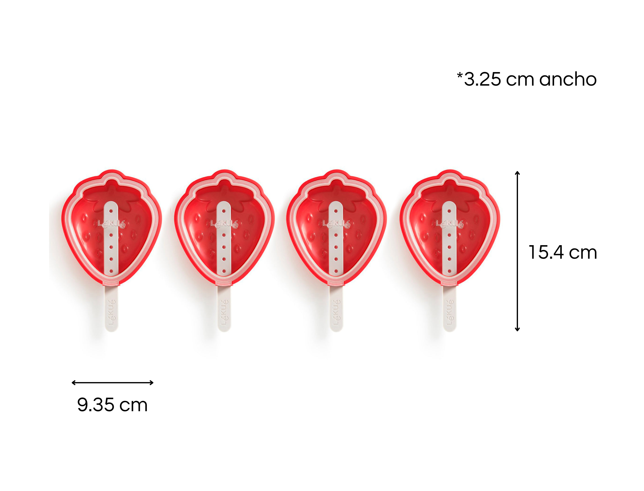 4 Moldes de Fresa para Paletas de Hielo Lékue