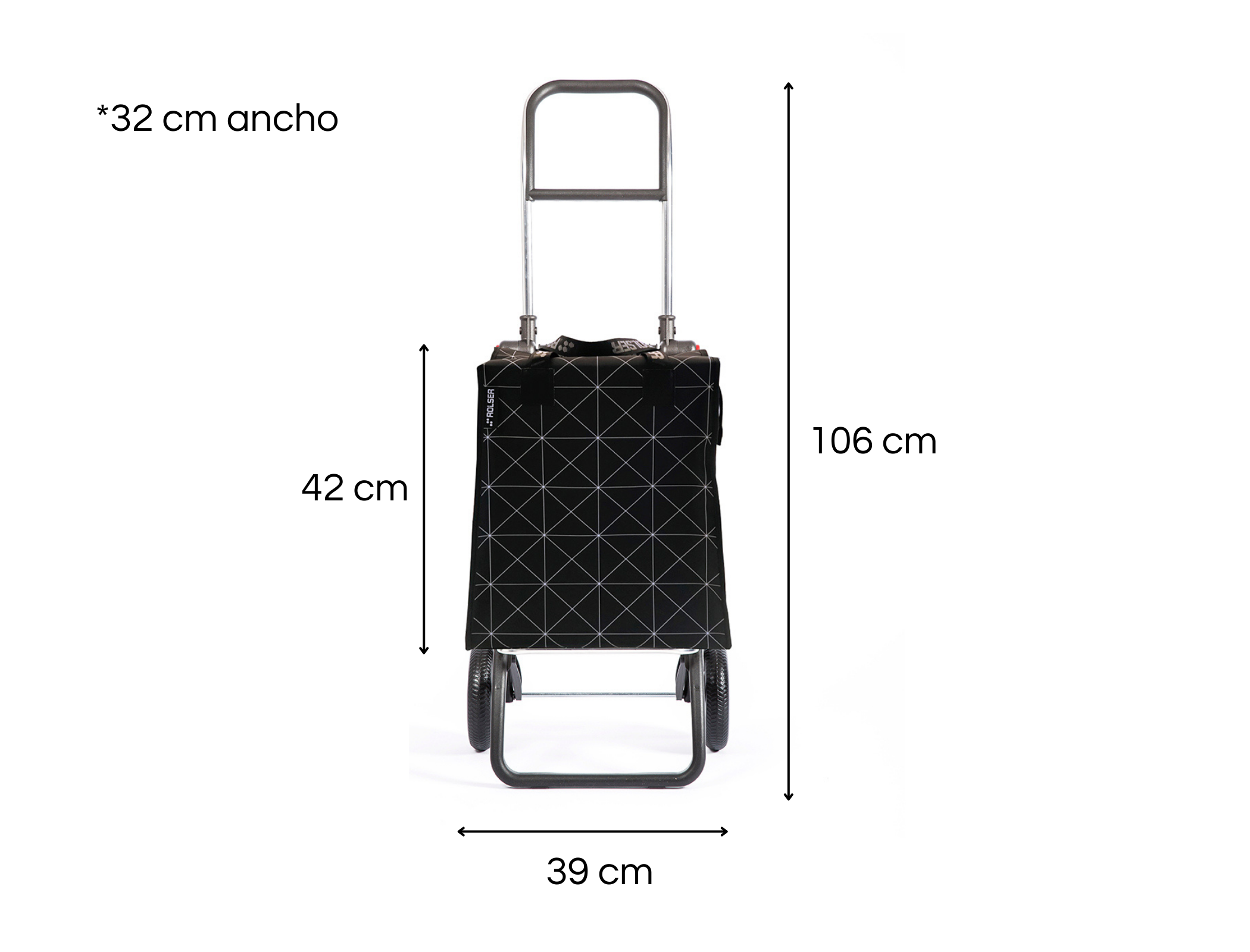 Carrito de compras plegable bolsa negra de ROLSER