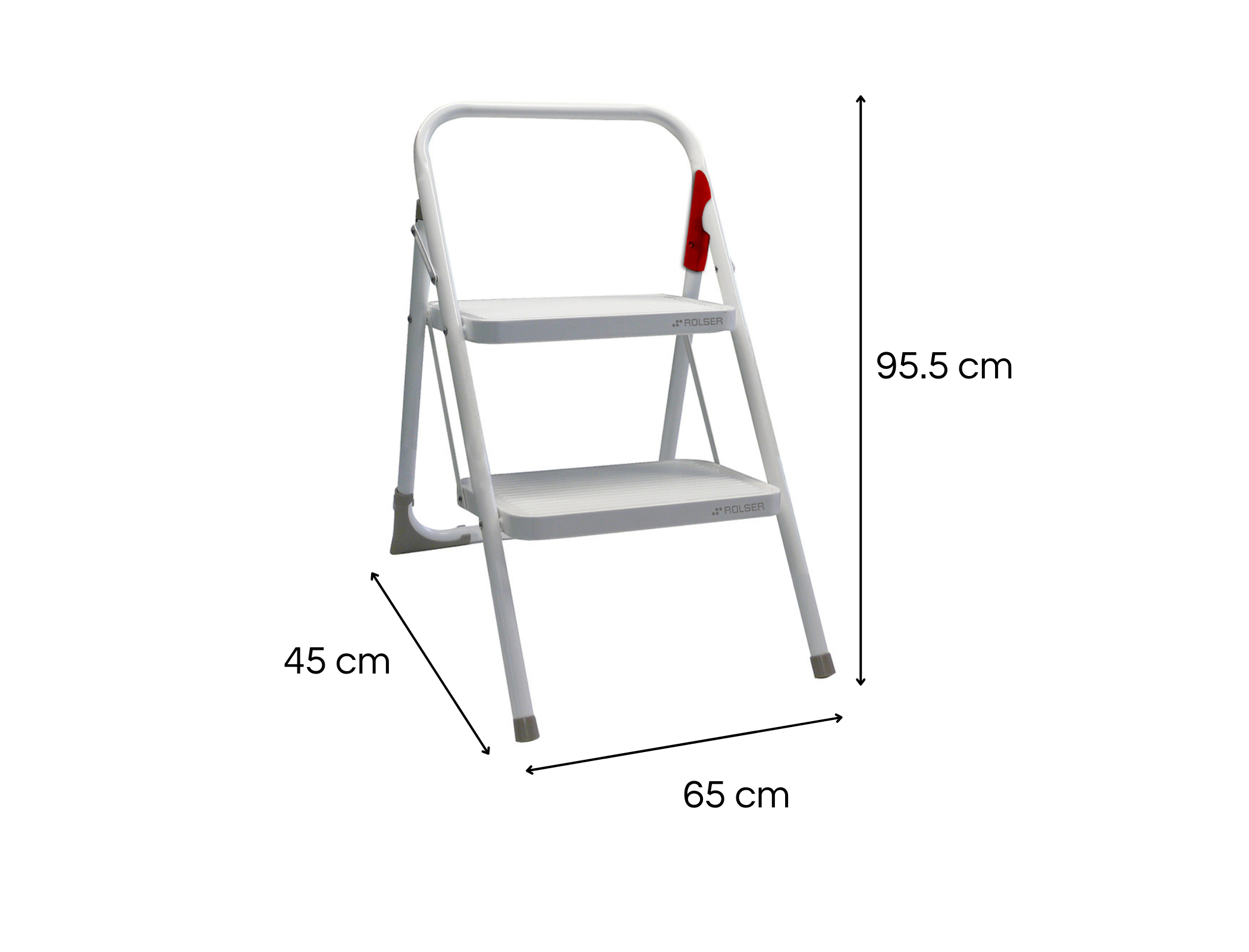 Escalera Blanca 2 Peldaños con Agarradera Blanca Rolser